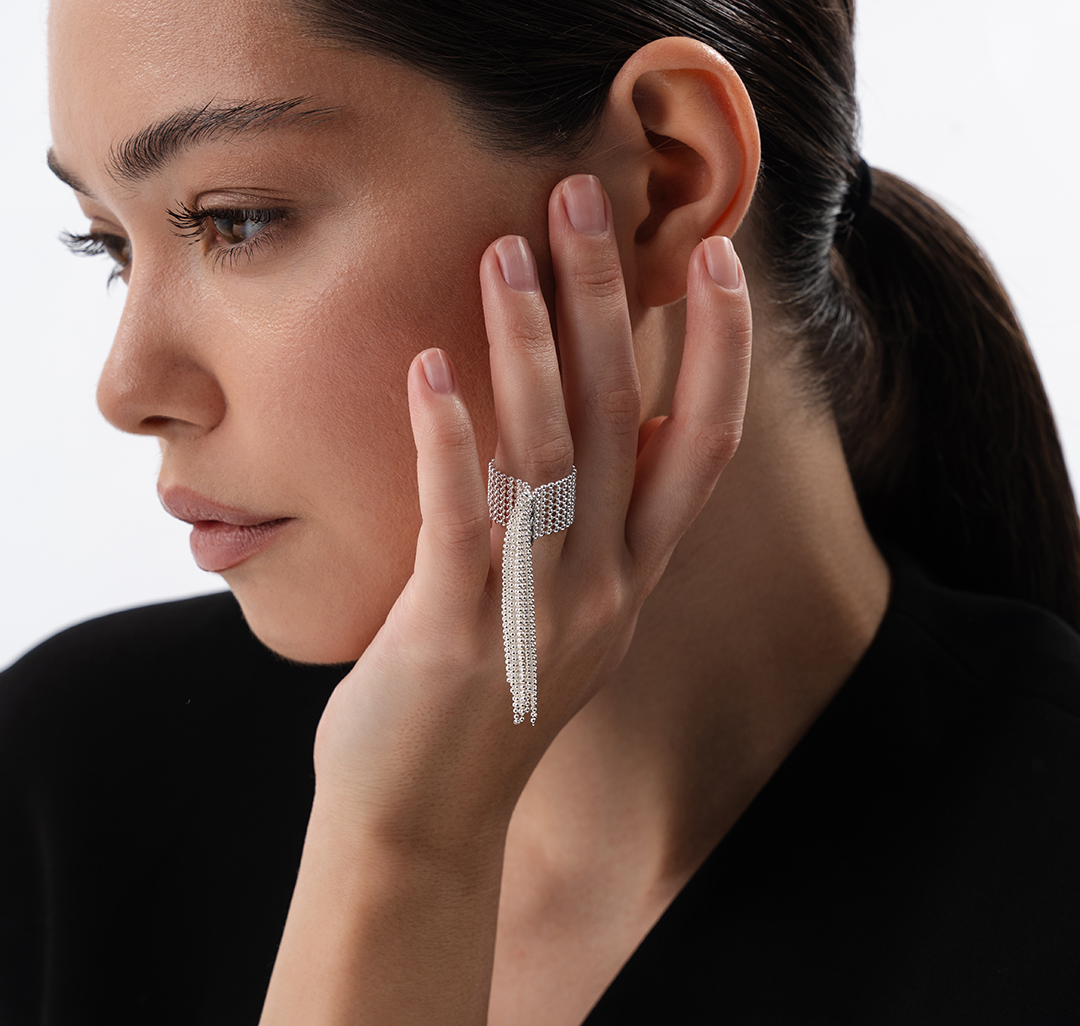 Кольцо Мармалато, цвет белое серебро #3