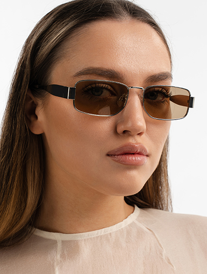 Очки солнцезащитные с поляризацией бежевые-серебро