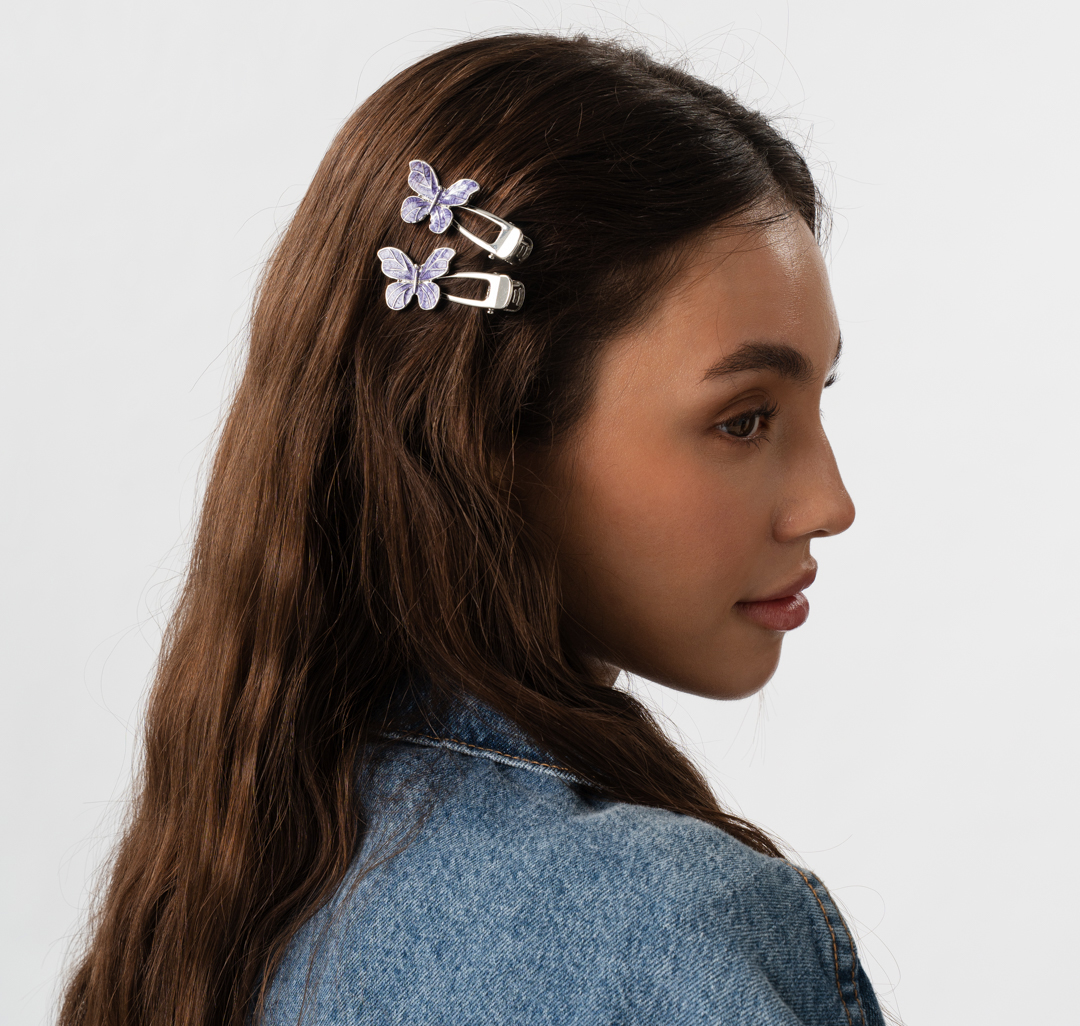 Набор зажимов (2 шт) Мармалато, цвет фиолетовый-серебро #1