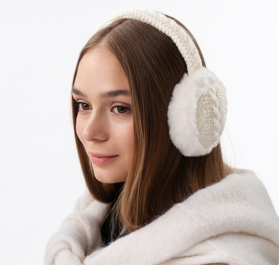 Наушники меховые Мармалато, цвет молочный #2