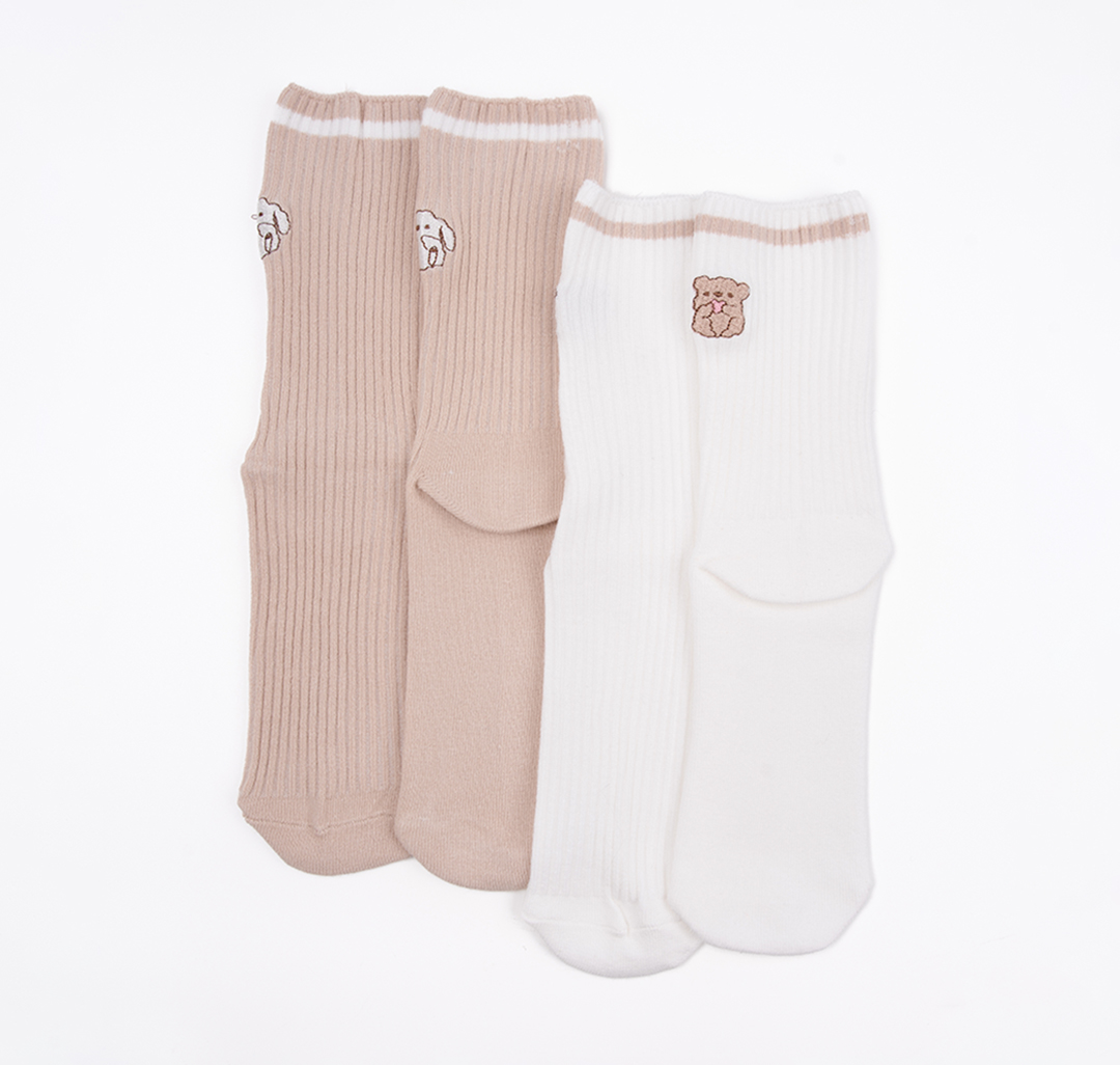 Носки (2 пары) Мармалато, цвет белый-бежевый-розовый #3