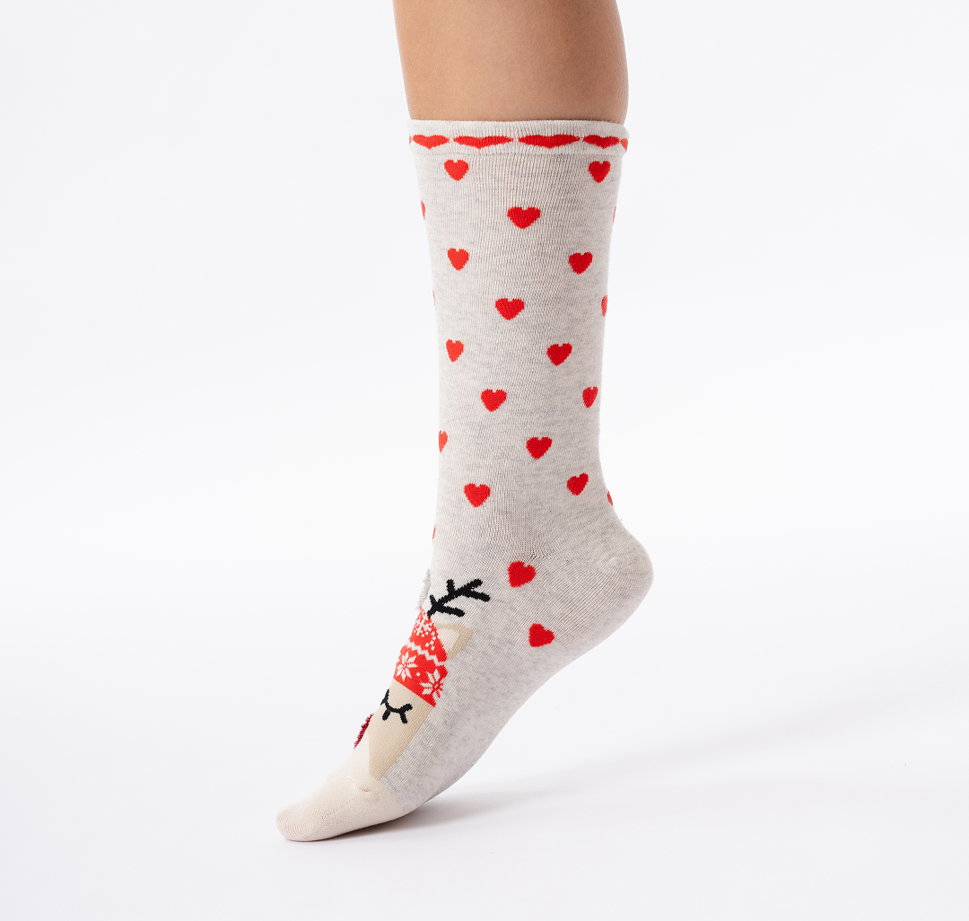 Носки (1 пара) Мармалато, цвет Серый-бежевый-красный #6