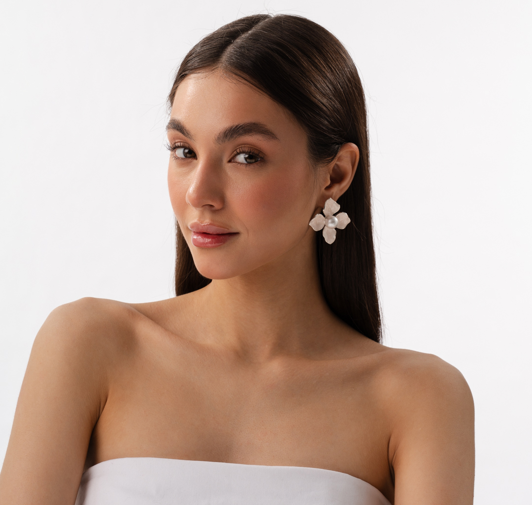 Серьги Мармалато, цвет розовый-белое серебро-жемчуг #2