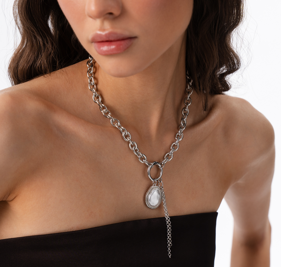 Колье Мармалато, цвет Серебро-белый жемчуг #5