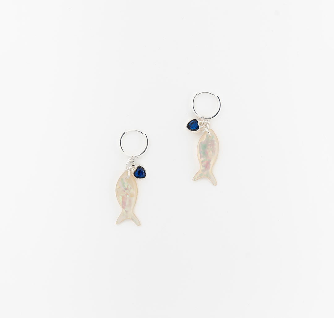 Серьги Мармалато, цвет белое серебро-мультиколор-синий #3