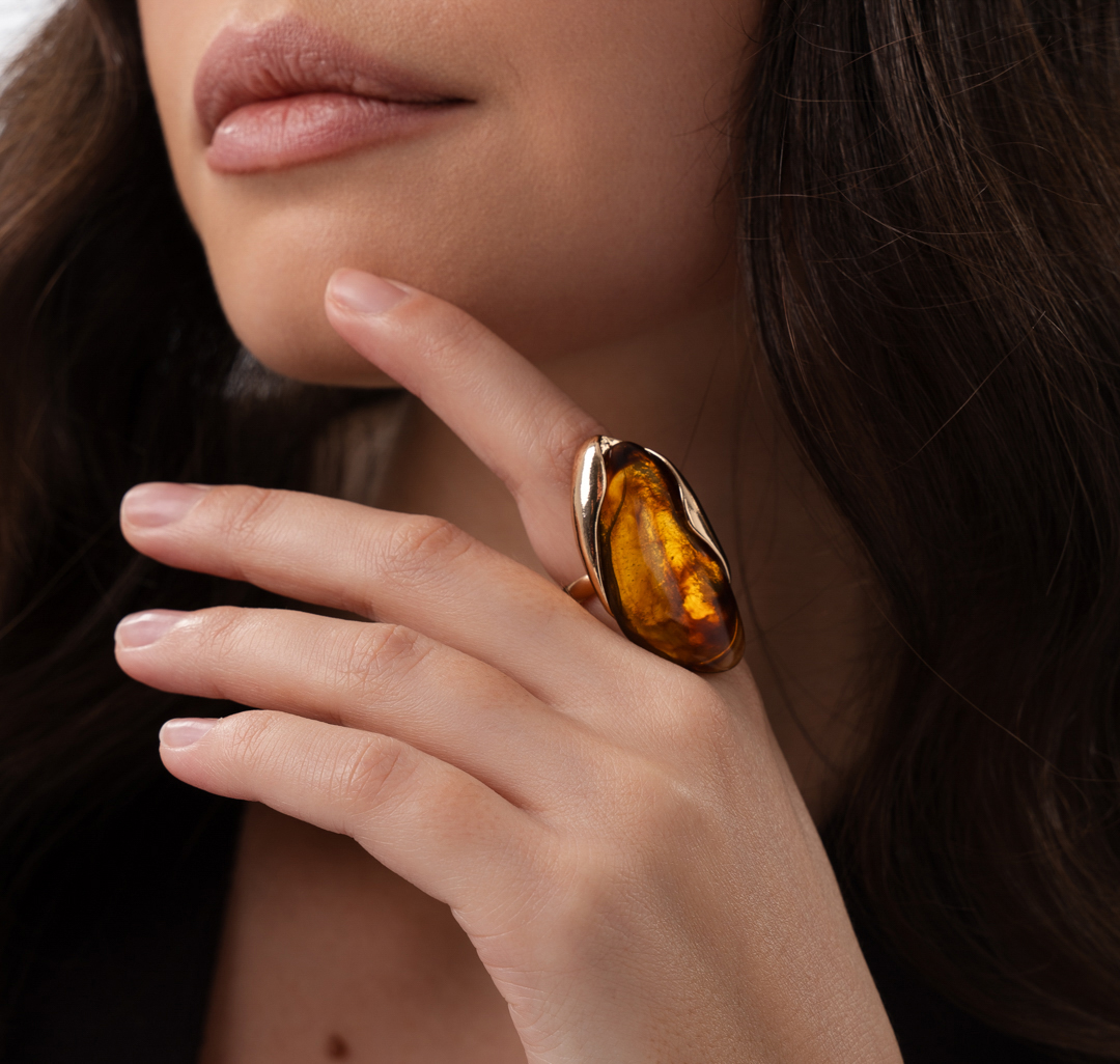 Кольцо Мармалато, цвет коричневый-бежевый-золото #3