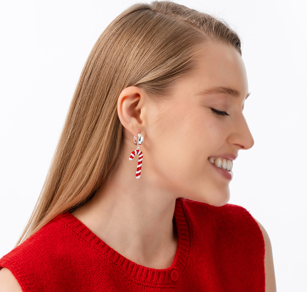 Серьги Мармалато, цвет красный-белый-белое серебро #2