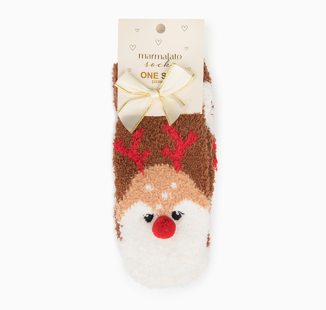 Носки (1 пара) Мармалато, цвет Молочный-красный-коричневый #4