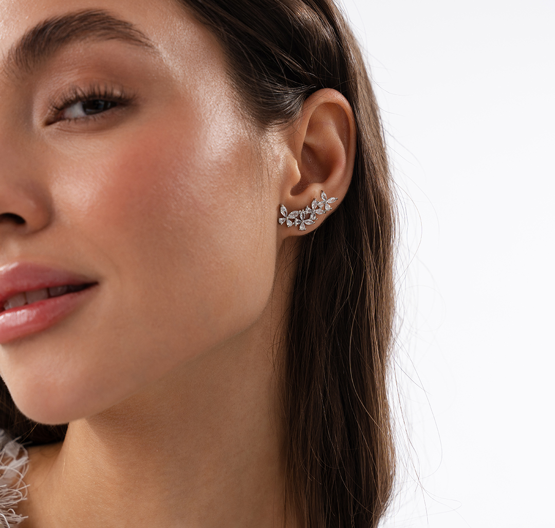 Серьги Мармалато, цвет Белое серебро-прозрачный #4