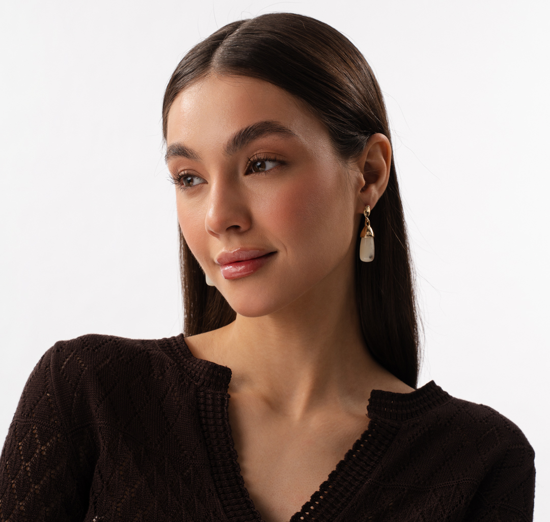 Серьги Мармалато, цвет молочный-золото #2