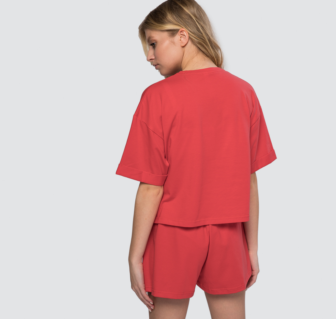 Женская новогодняя футболка Мармалато, цвет Коралловый-мультиколор #4