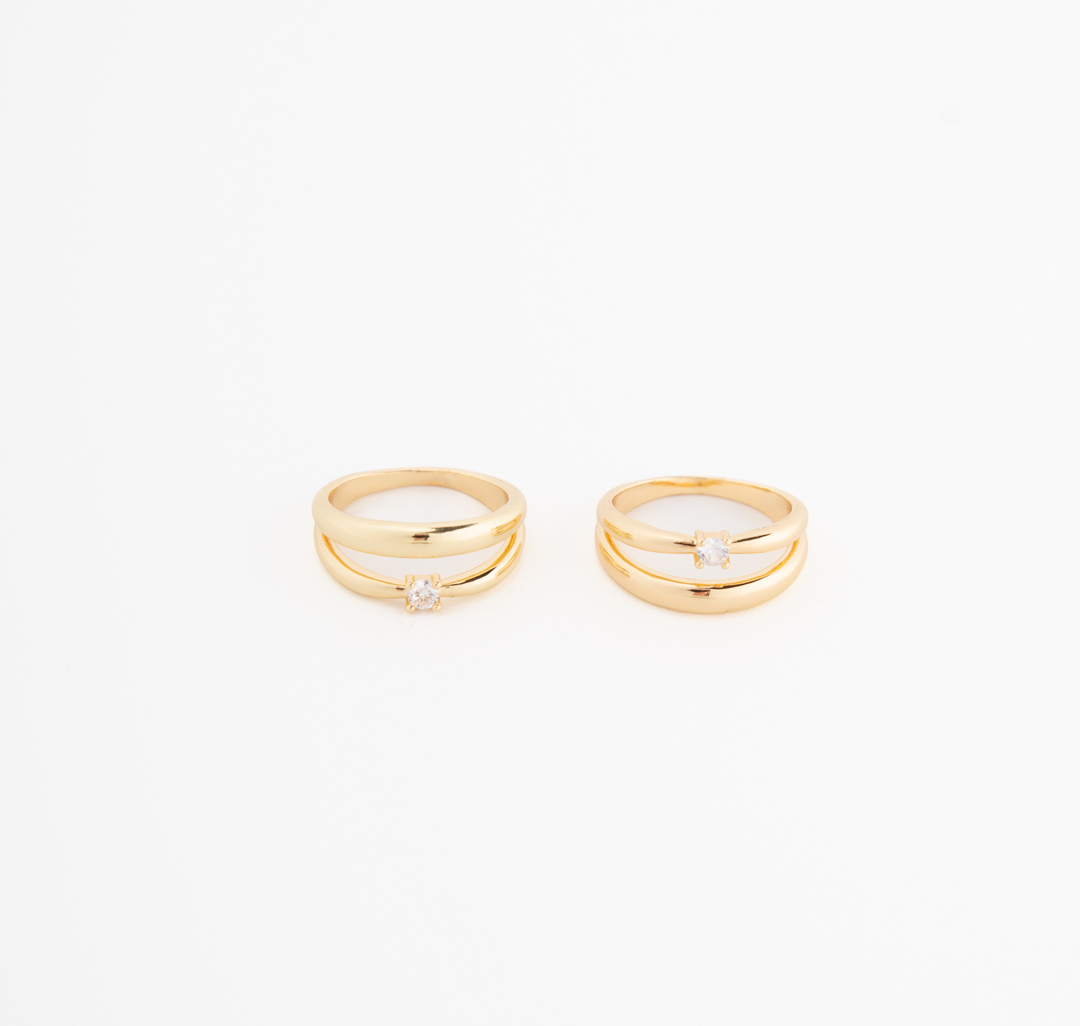 Набор колец (2 шт) Мармалато, цвет золото-прозрачный #4