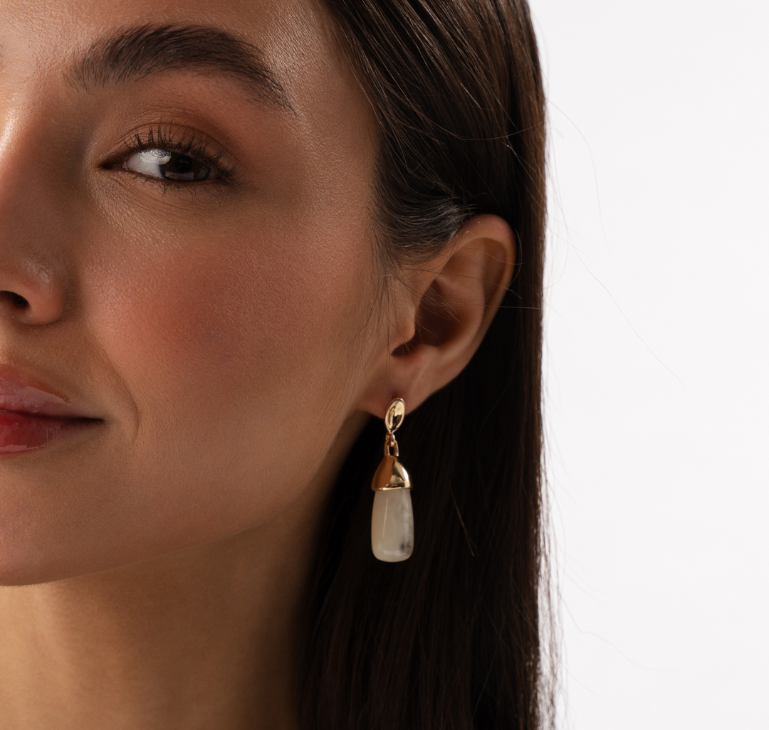 Серьги Мармалато, цвет молочный-золото #1