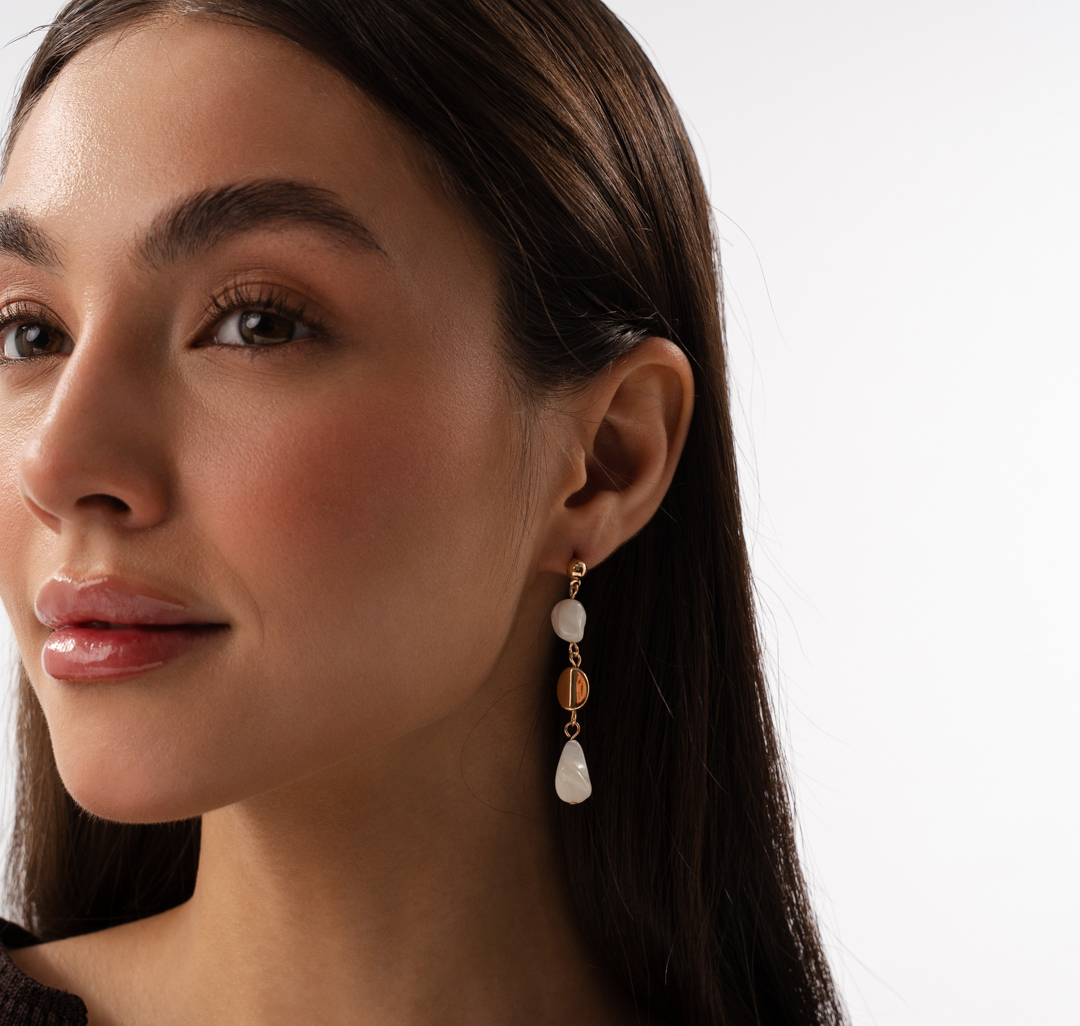 Серьги Мармалато, цвет молочный-золото #1