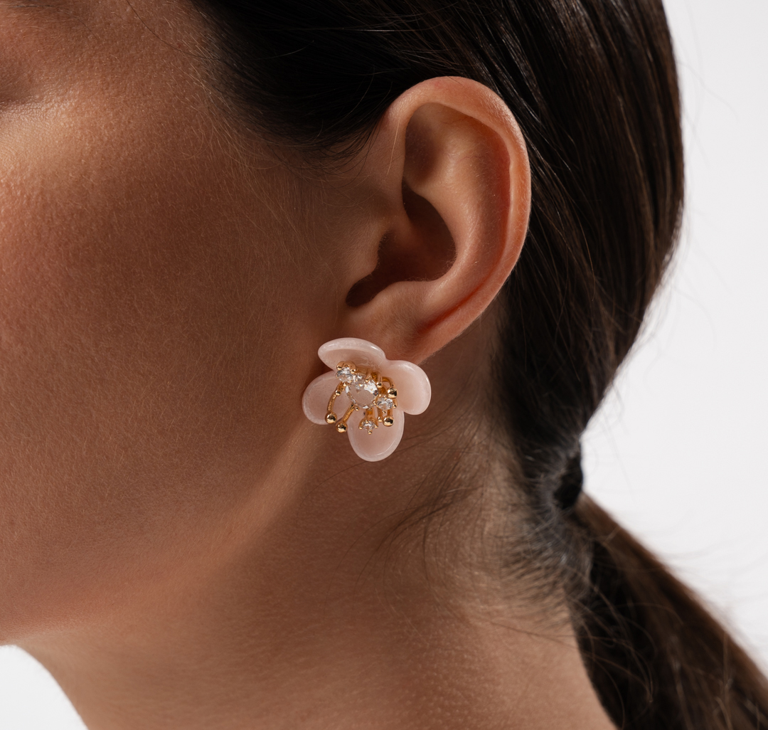 Серьги Мармалато, цвет розовый-золото-прозрачный #1