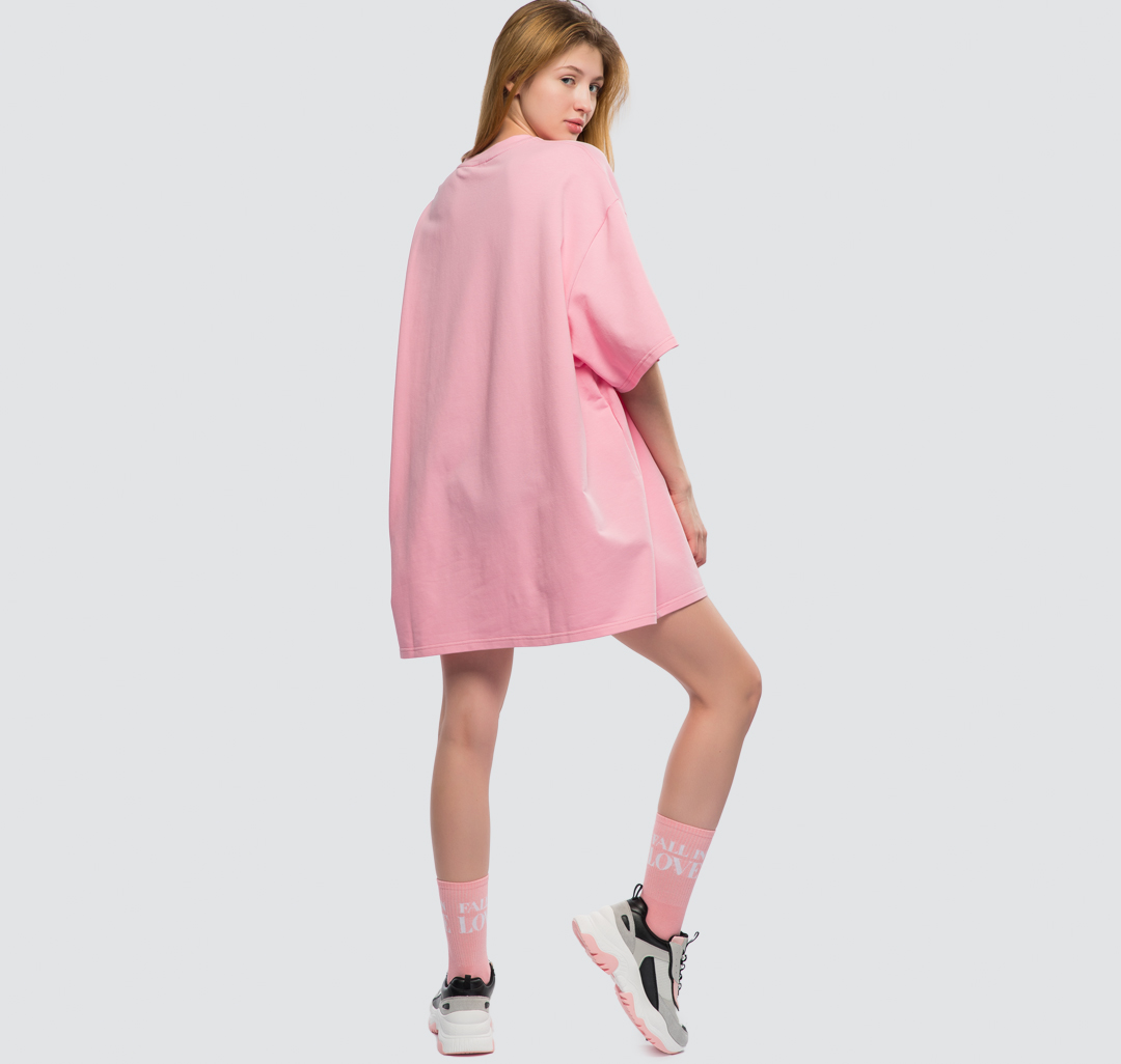 Платье-футболка Мармалато, цвет розовый-белый #4