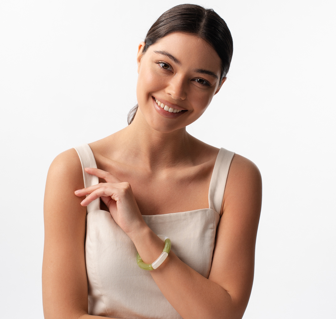 Браслет Мармалато, цвет светло-зеленый-молочный #2