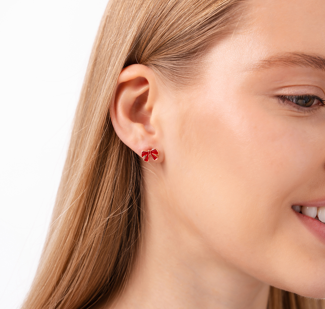 Набор серег (2 пары) Мармалато, цвет белый-красный-золото #4