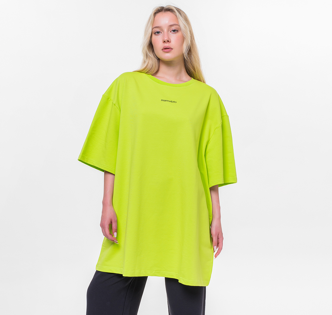 Платье-футболка Мармалато, цвет Неоновый зеленый-черный #2