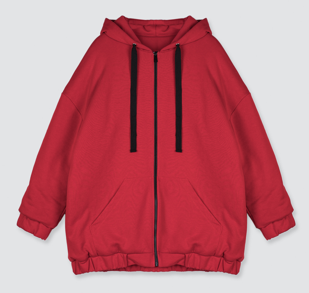 Женская утепленная куртка оверсайз Мармалато, цвет Красный-черный #4