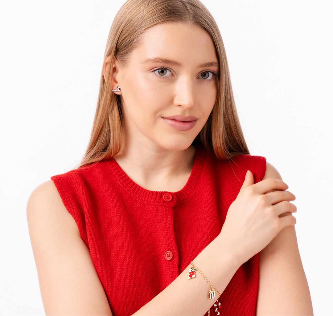 Браслет Мармалато, цвет золото-красный-белый #2