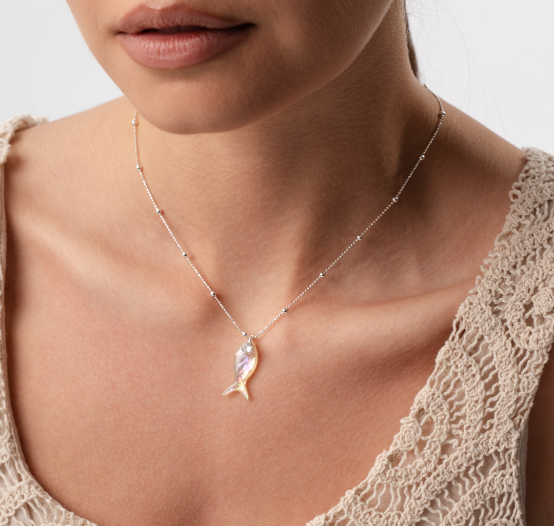 Колье Мармалато, цвет зеленый-белое серебро-прозрачный #1