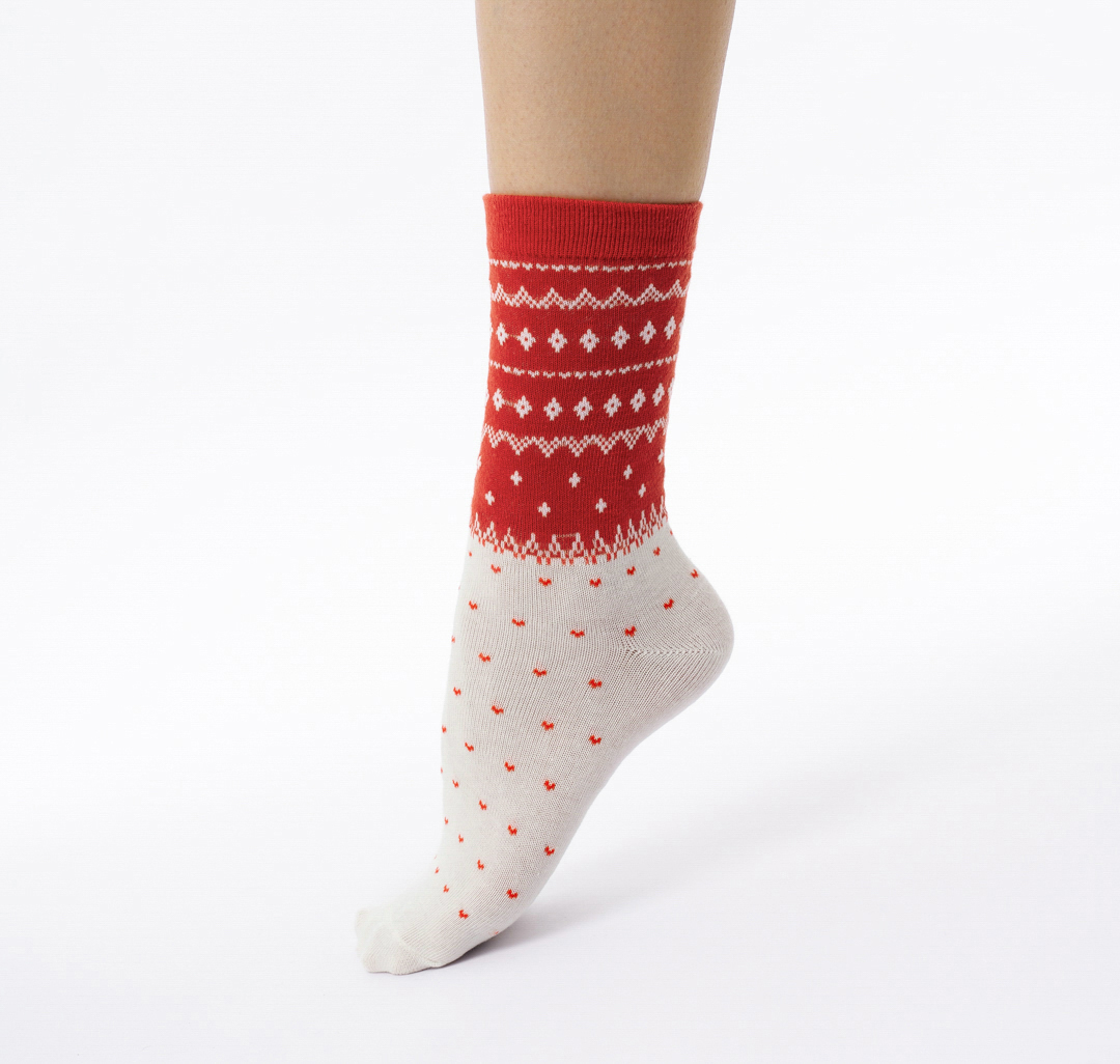 Носки (2 пары) Мармалато, цвет Молочный-красный-серый #8