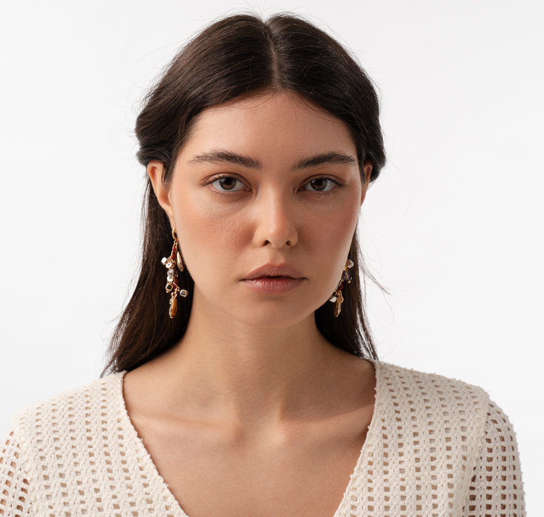 Серьги Мармалато, цвет коричневый-золото-мультиколор #3