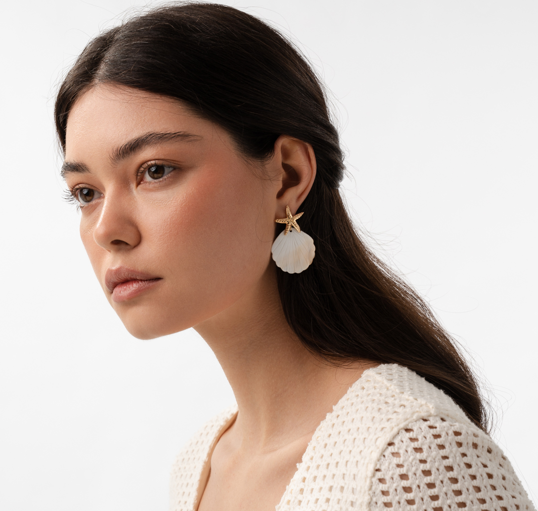 Серьги Мармалато, цвет золото-молочный #2