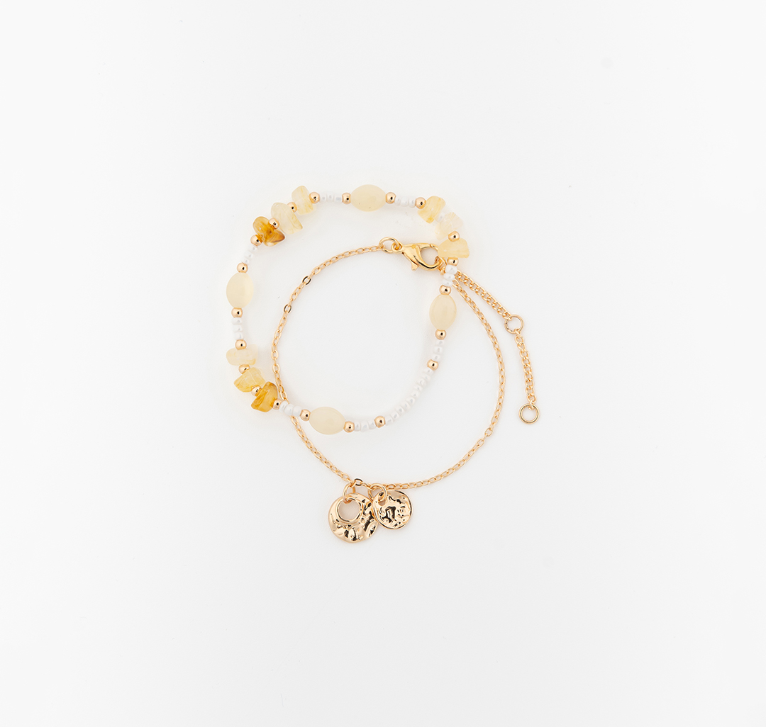 Набор браслетов (2 шт) Мармалато, цвет желтый-золото-мультиколор #3