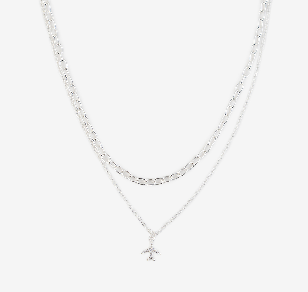 Набор колье (2 шт) Мармалато, цвет белое серебро-прозрачный #1