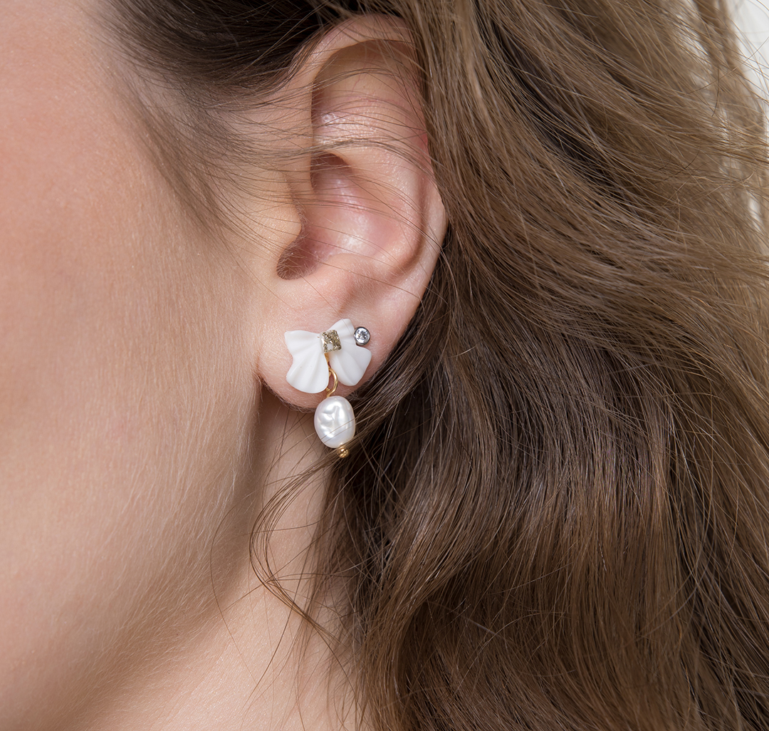 Серьги Мармалато, цвет белый-золото-жемчуг #4