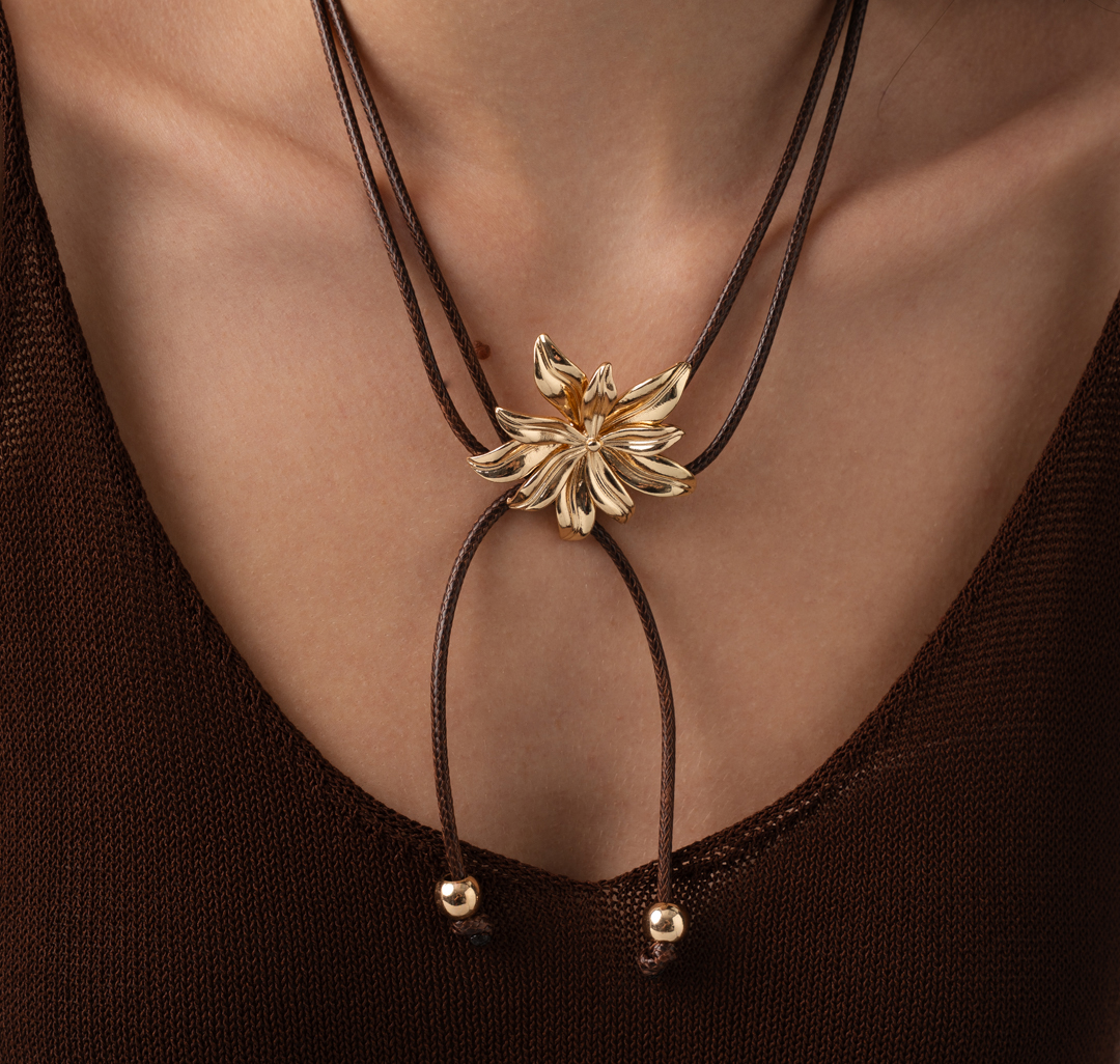 Колье Мармалато, цвет коричневый-золото #2