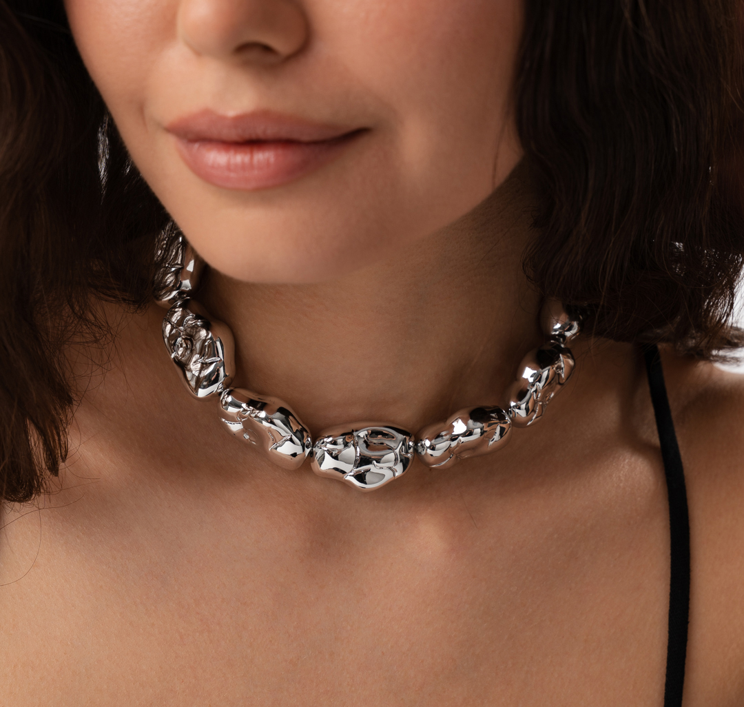 Колье Мармалато, цвет белое серебро #1