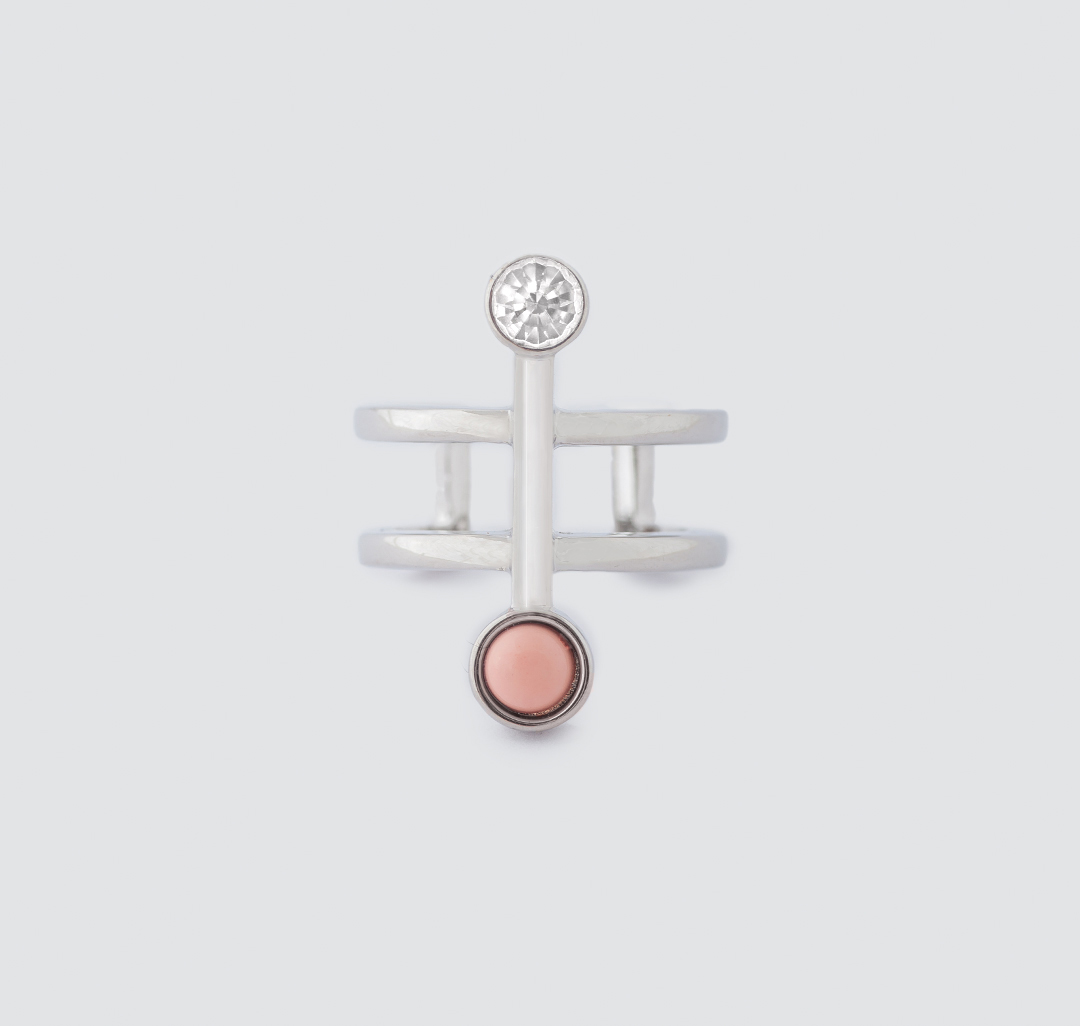 Кольцо Мармалато, цвет Серебро-розовый #1