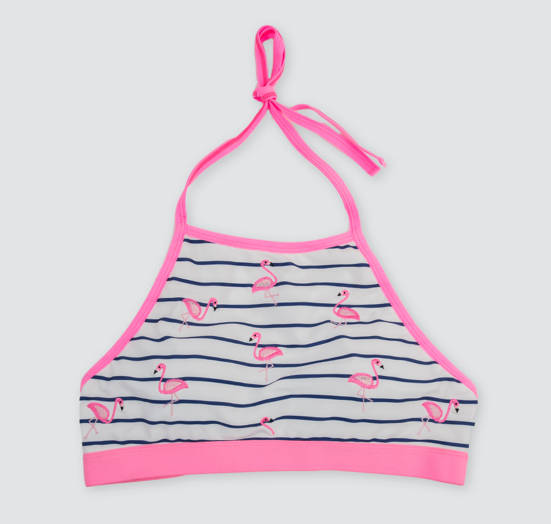 Женский купальный топ на завязках Мармалато, цвет Белый-розовый-мультиколор #4