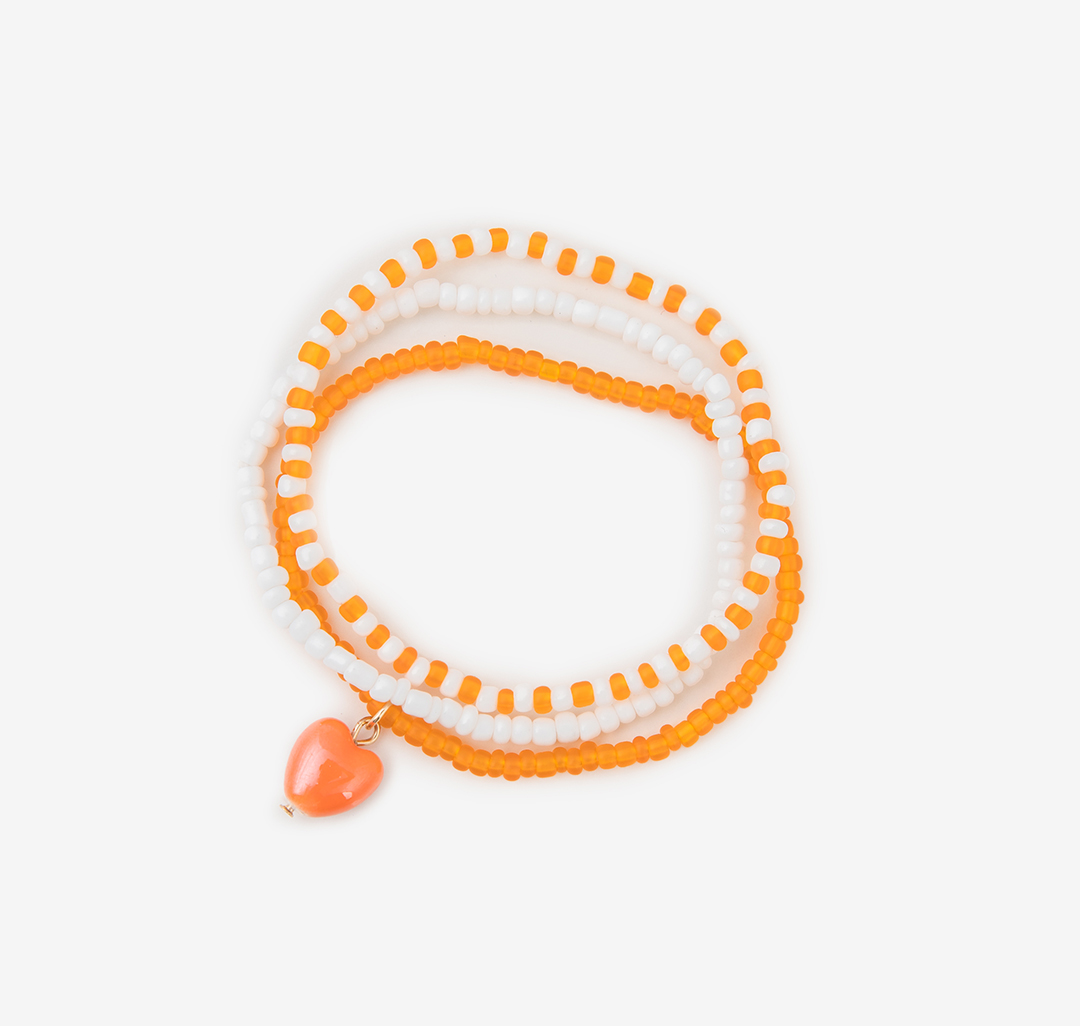 Набор браслетов (3 шт) Мармалато, цвет Матовый оранжевый-оранжевый-белый #1