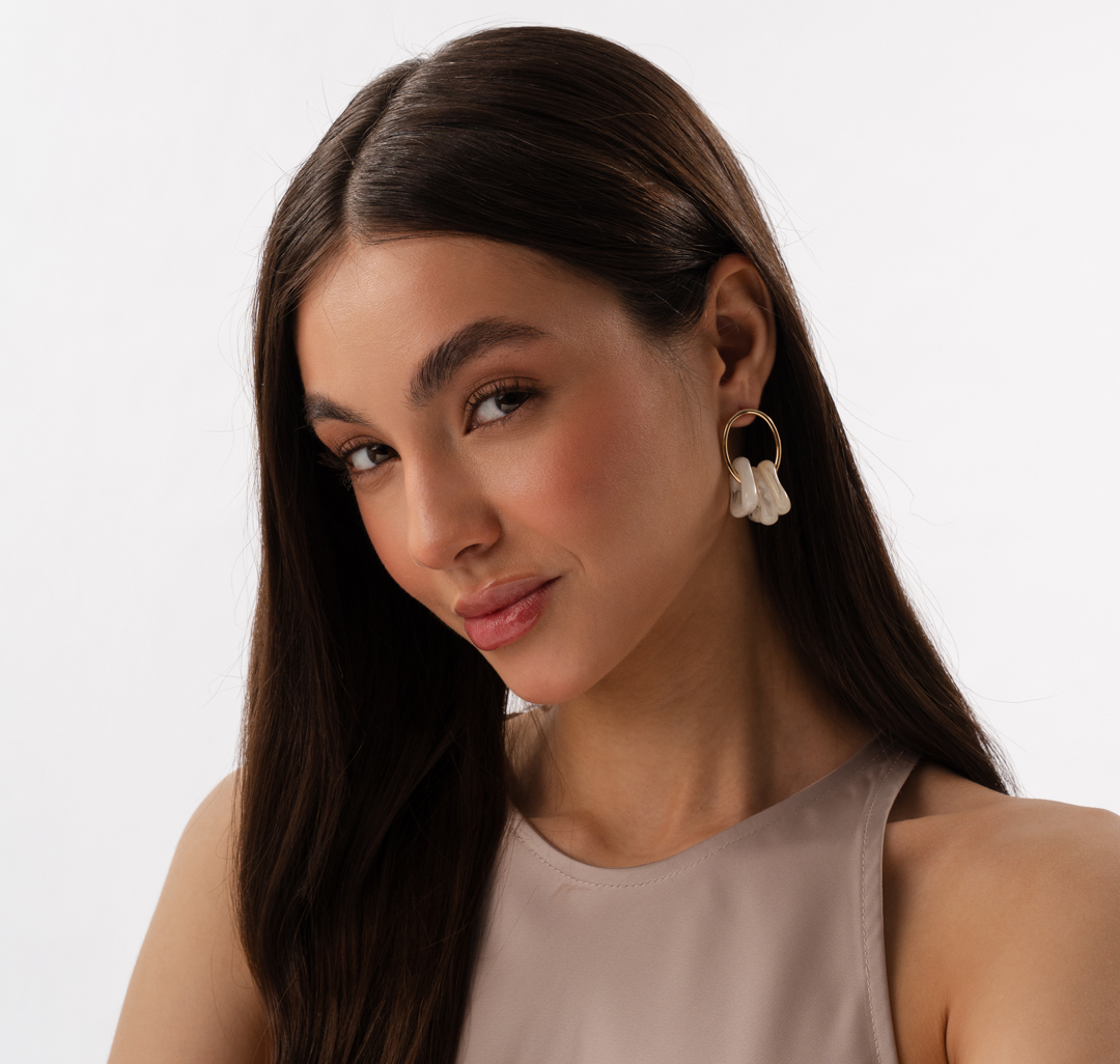 Серьги Мармалато, цвет бежевый-золото #2