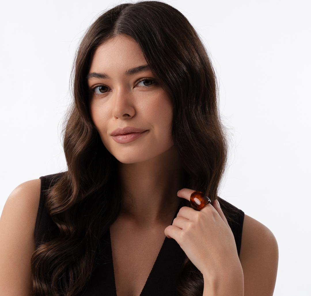 Кольцо Мармалато, цвет Коричневый-бежевый #2