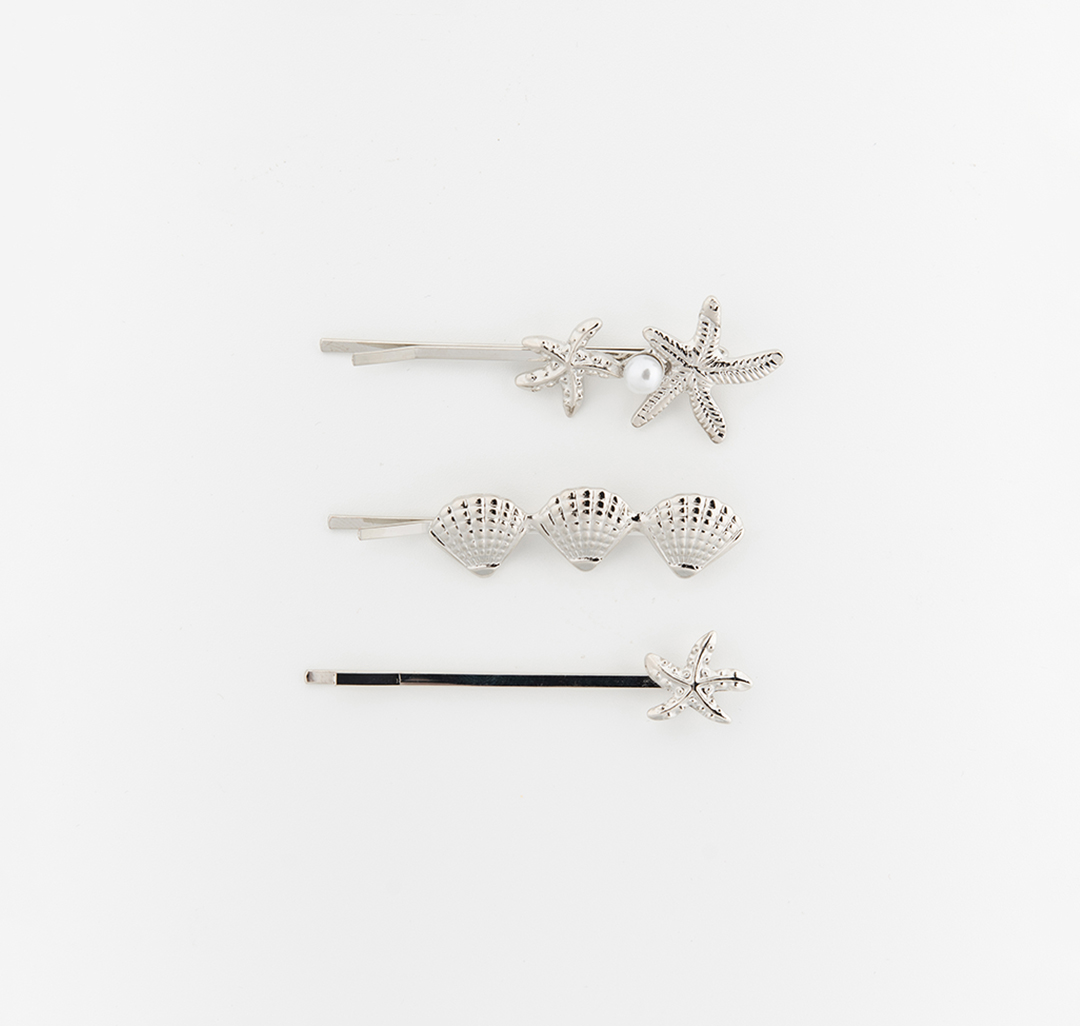 Набор невидимок (3 шт) Мармалато, цвет серебро-белый жемчуг #3