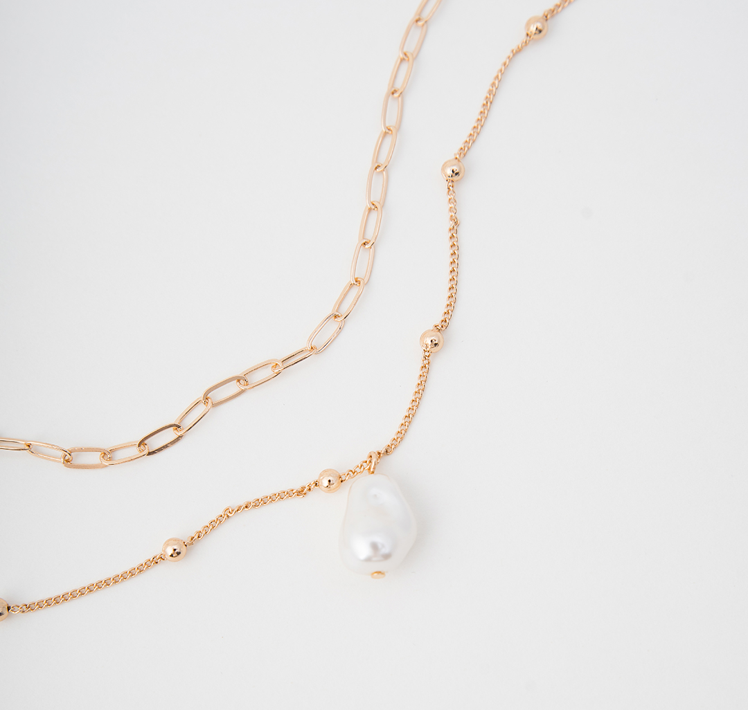 Набор колье (2 шт) Мармалато, цвет золото-жемчуг #3