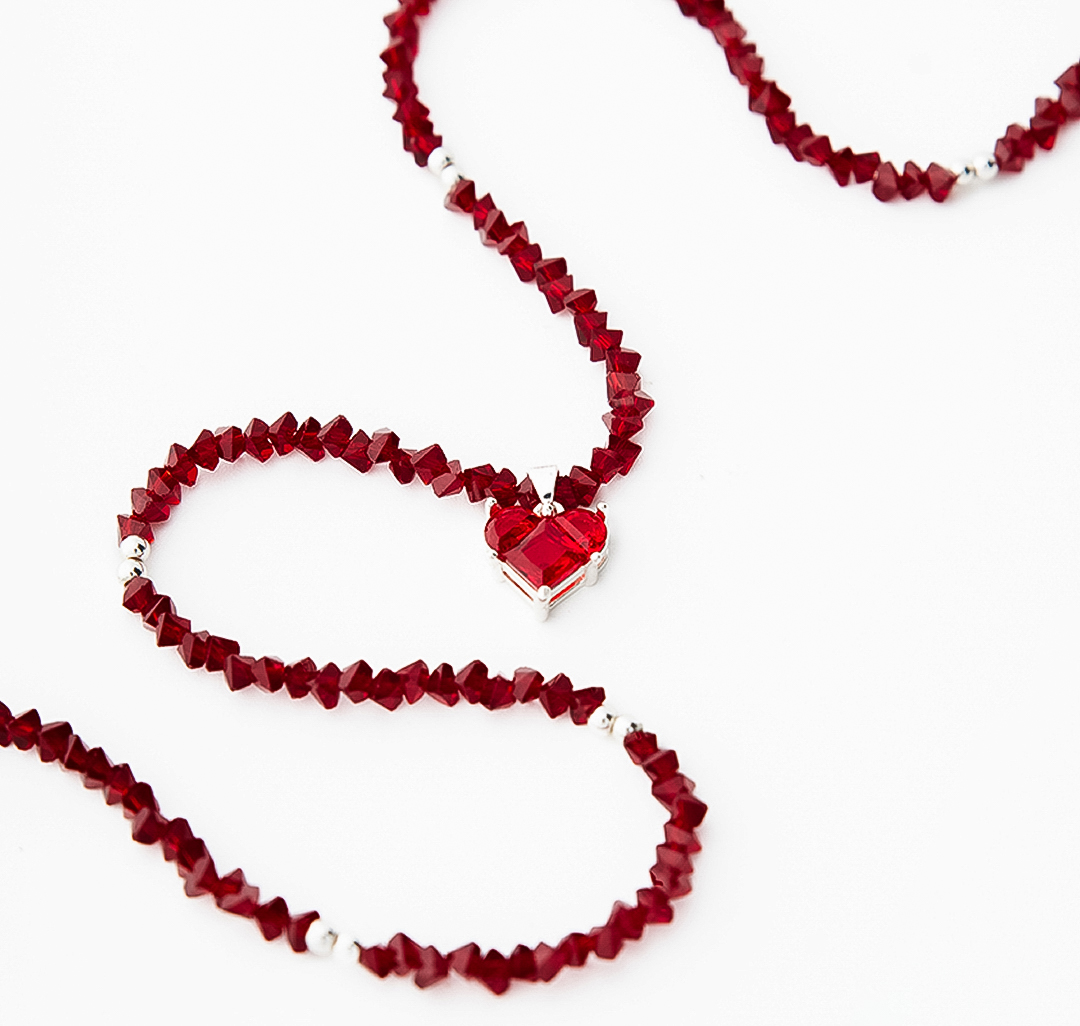 Колье Мармалато, цвет винный-белое серебро #2