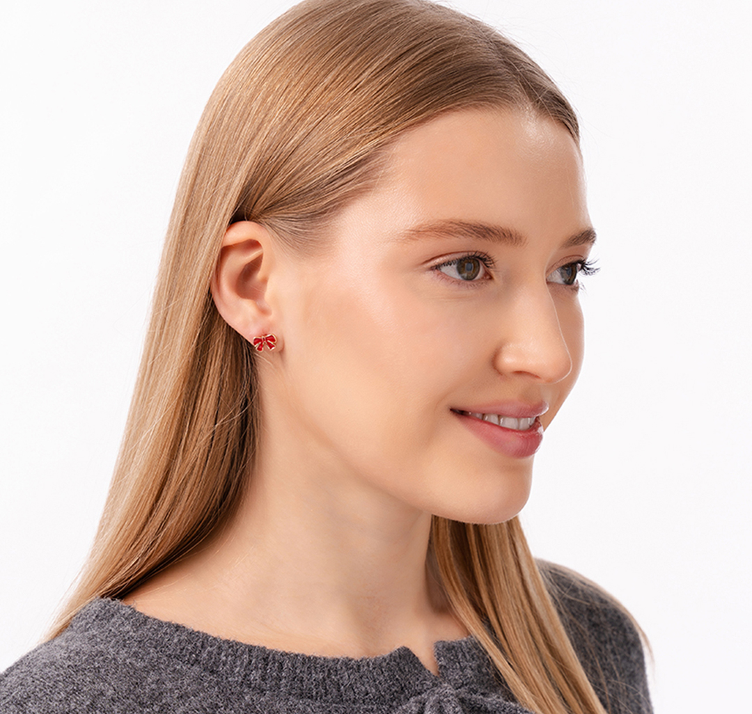 Набор серег (2 пары) Мармалато, цвет Белый-красный-золото #3