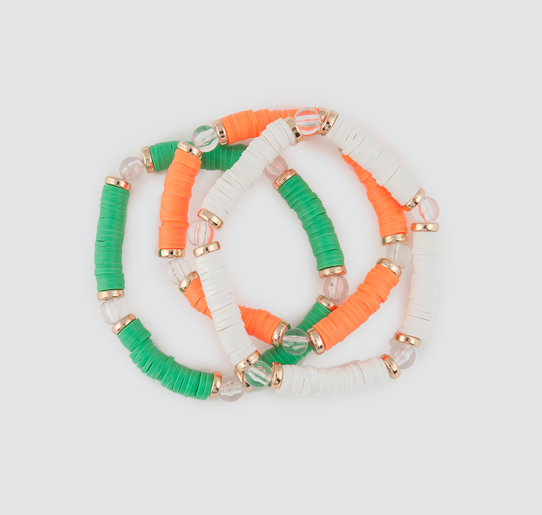 Набор браслетов (3 шт) пластик Мармалато, цвет Белый-зеленый-оранжевый #1
