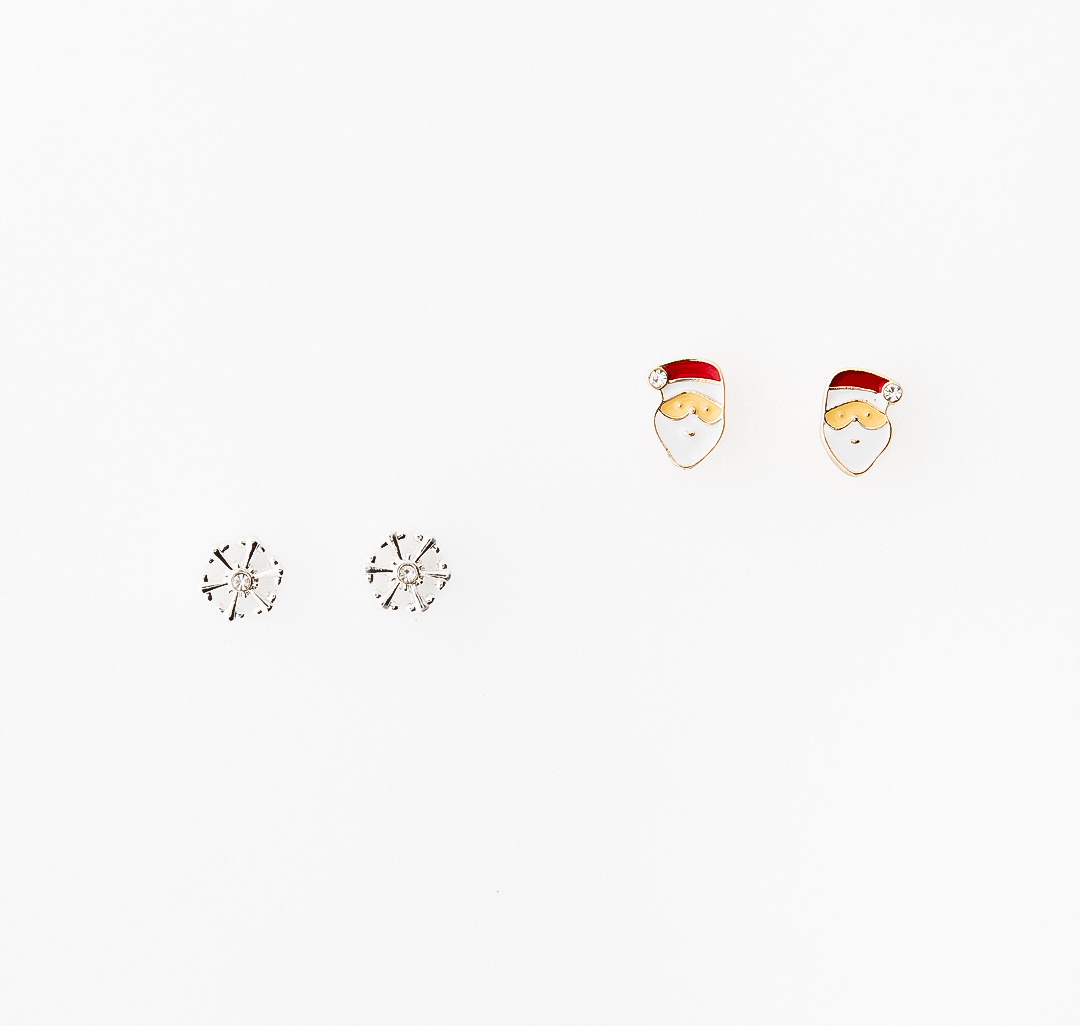 Набор серег (2 пары) Мармалато, цвет белое серебро-красный-белый #1