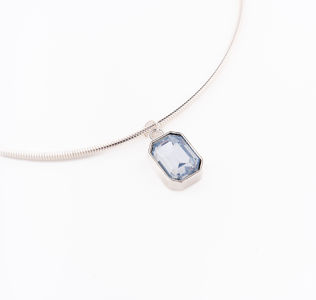 Колье Мармалато, цвет белое серебро-голубой #2