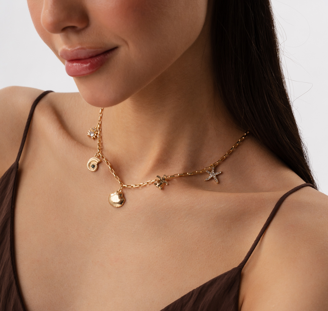 Колье Мармалато, цвет золото-прозрачный #1