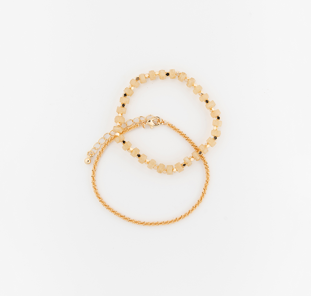Набор браслетов (2 шт) Мармалато, цвет бежевый-золото #3