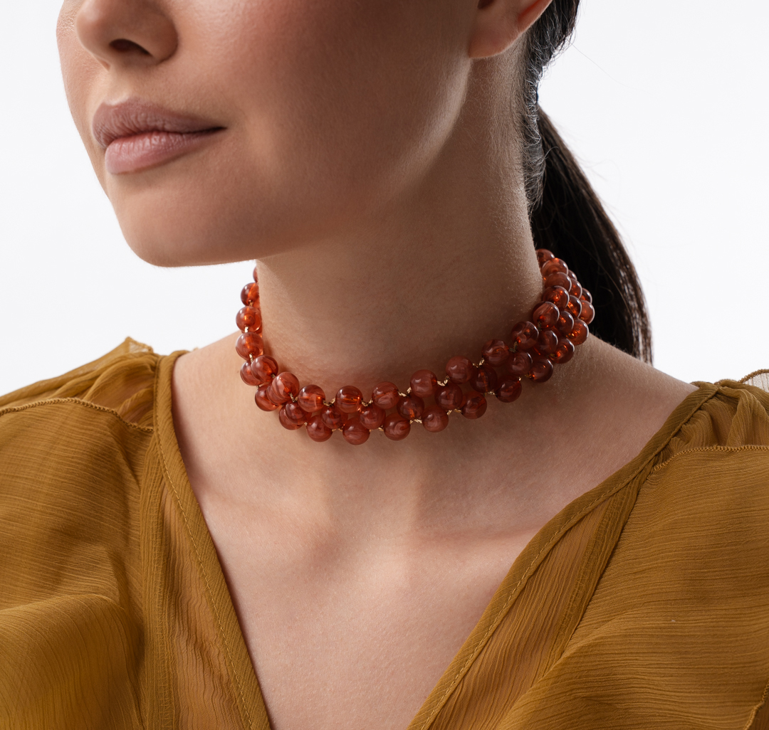 Чокер Мармалато, цвет коричневый-розовый #1