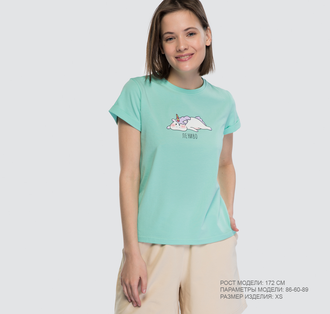 Женская футболка с принтом Мармалато, цвет Мятный-мультиколор #1